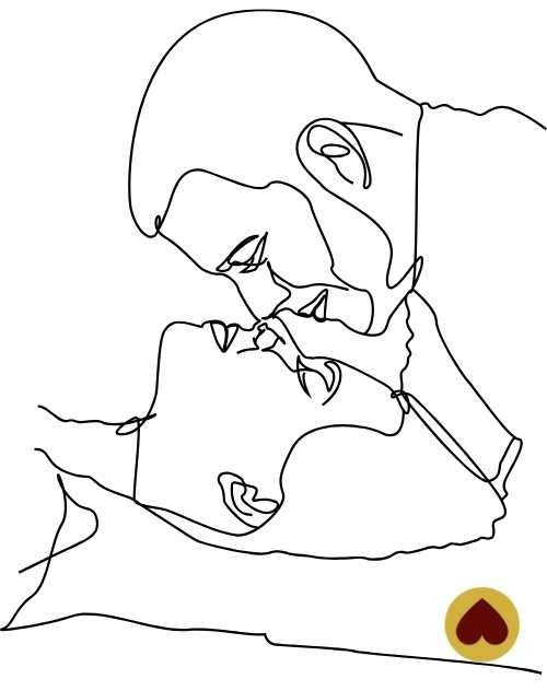 Homme et femme amoureux en line art