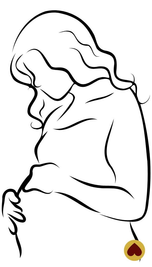 Line art d'une femme enceinte qui tient son ventre