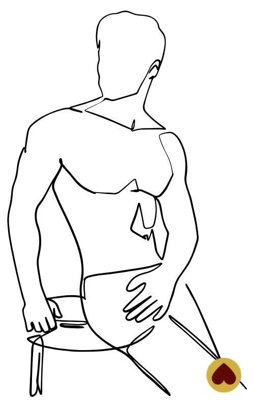 Silhouette line art d'homme sexy debout en boxer les jambes croisées