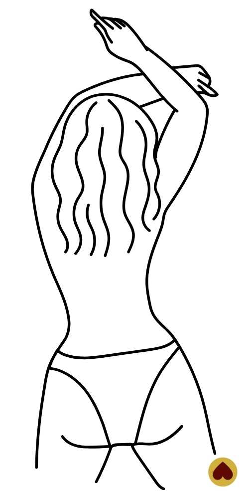Silhouette de femme line art de dos