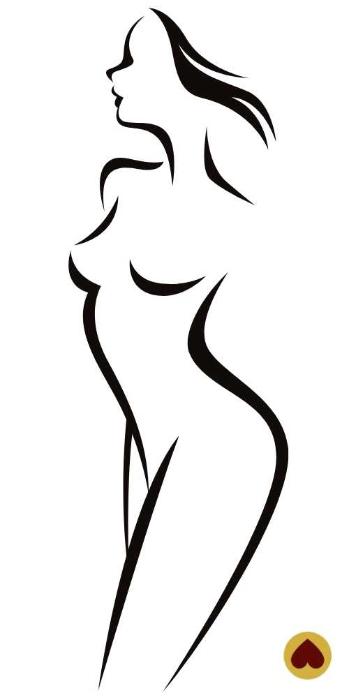 Silhouette de femme "line art" de profil et nue