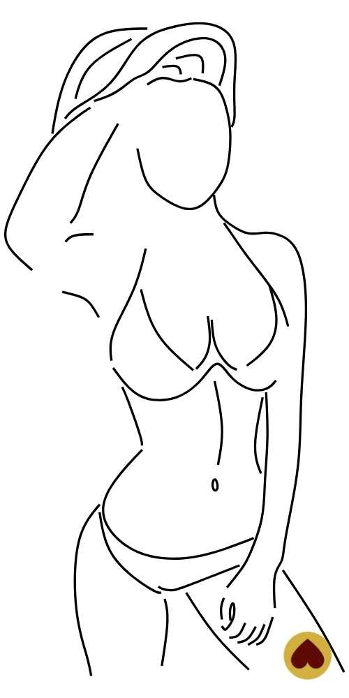 Silhouette line art de femme sexy en bikini