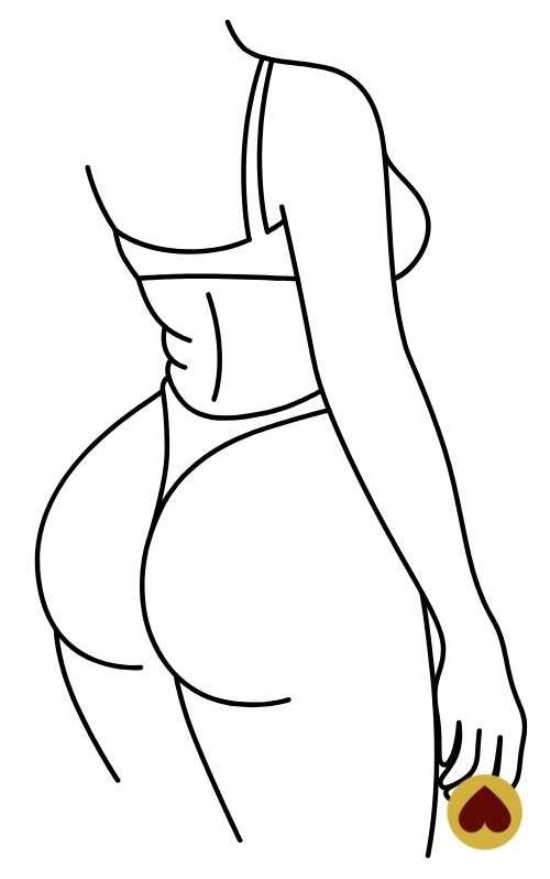 Silhouette de femme ronde "line art" vue de dos sur les fesses