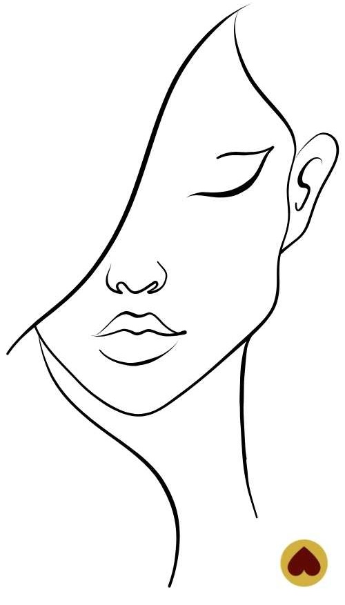 Visage "line art" d'une jolie femme qui ferme un oeil