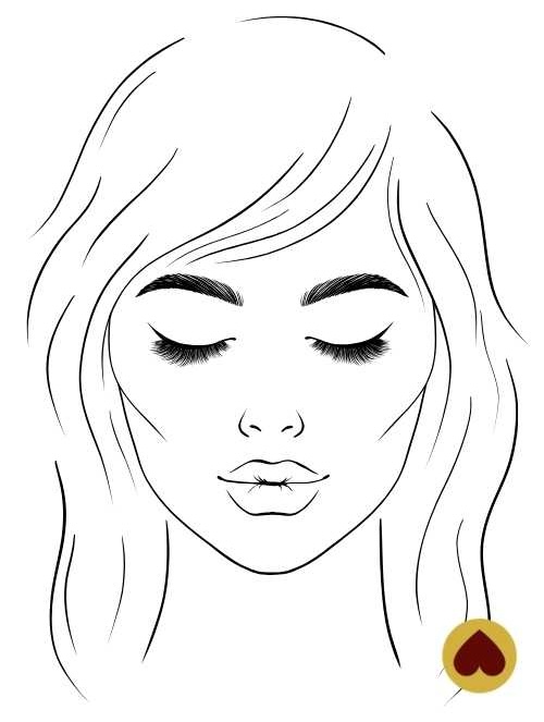 Visage de belle femme qui regarde vers le bas en dessin artistique "line art"