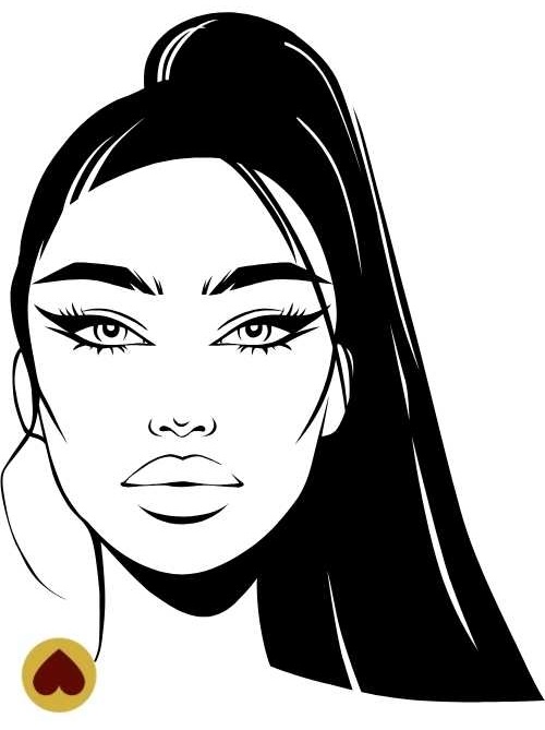 Visage de femme line art
