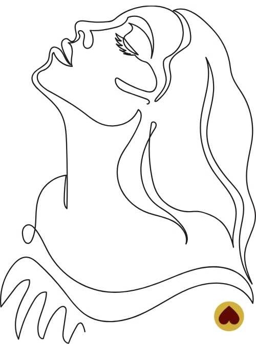 Visage de femme "line art" qui regarde vers le haut